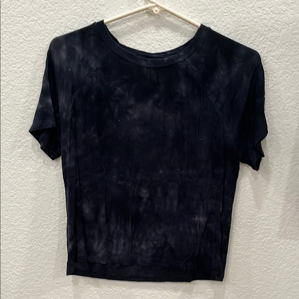 American Eagle Outfitters Blue Cuffed Sleeve Crop Fitted Tee